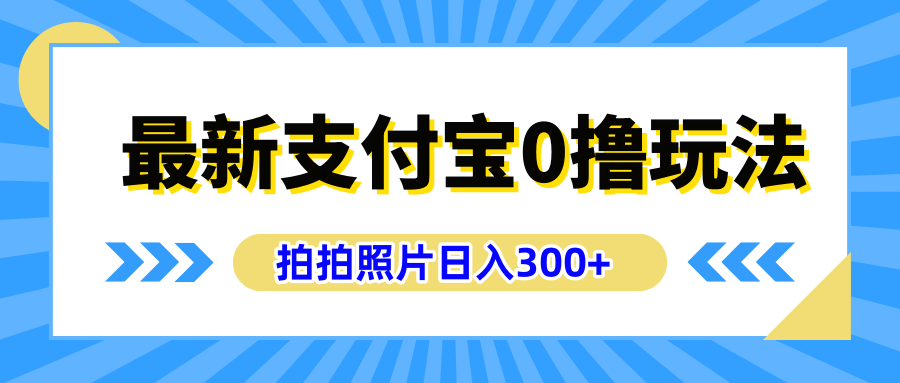 最新支付宝0撸玩法，拍照轻松赚收益，日入300+有手机就能做-天下副业