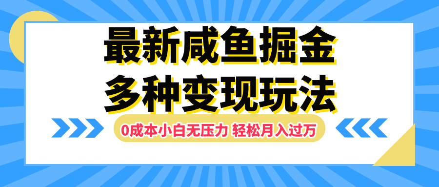 最新咸鱼掘金玩法，更新玩法，0成本小白无压力，多种变现轻松月入过万-天下副业