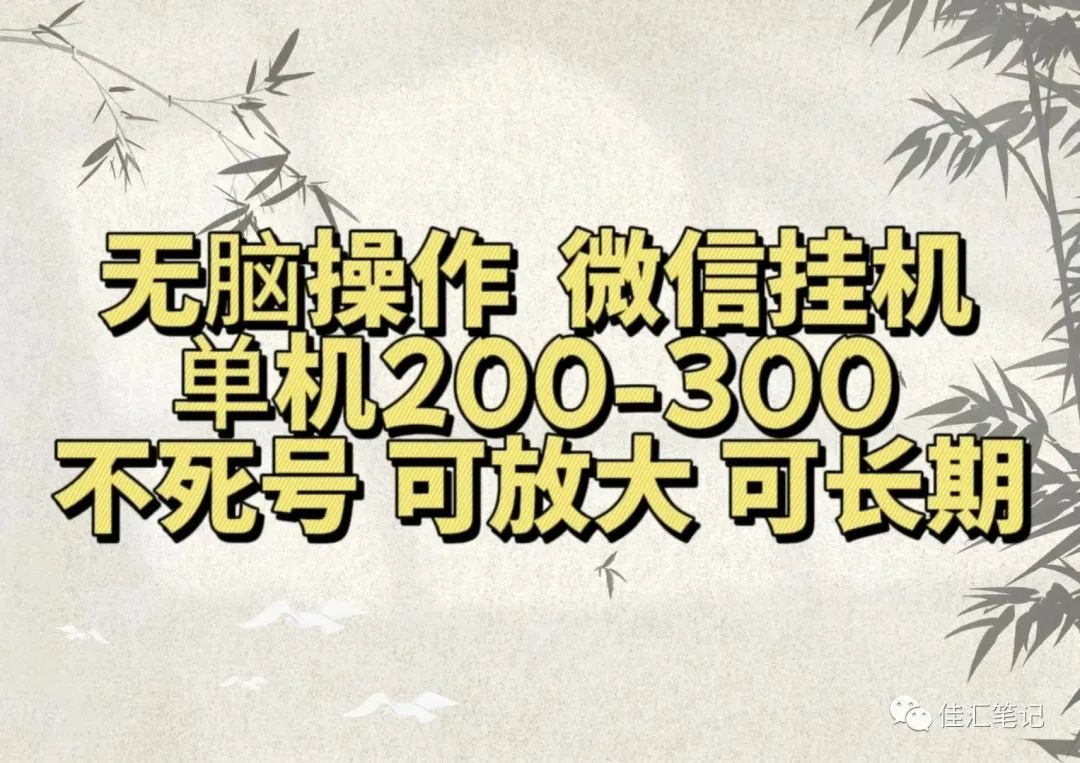 无脑操作微信视频号挂机单机200-300一天，不死号，可放大，工作室实测-天下副业