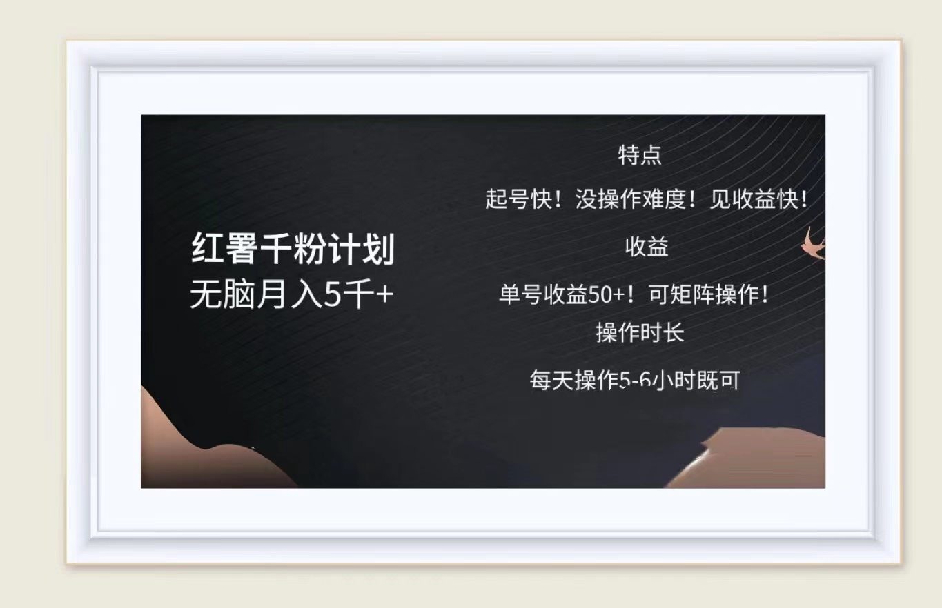红薯千粉计划无脑月入5千➕！既做既赚！-天下副业