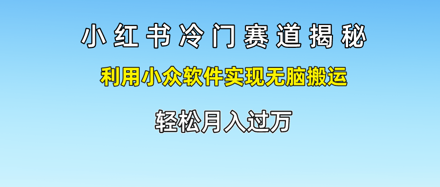 小红书冷门赛道揭秘,轻松月入过万，利用小众软件实现无脑搬运，-天下副业