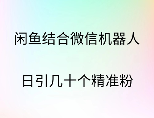 闲鱼结合微信机器人，日引几十个精准粉-天下副业