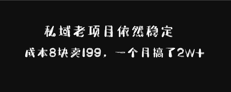 私域老项目依然稳定，成本8块卖199，一个月搞了2W+-天下副业