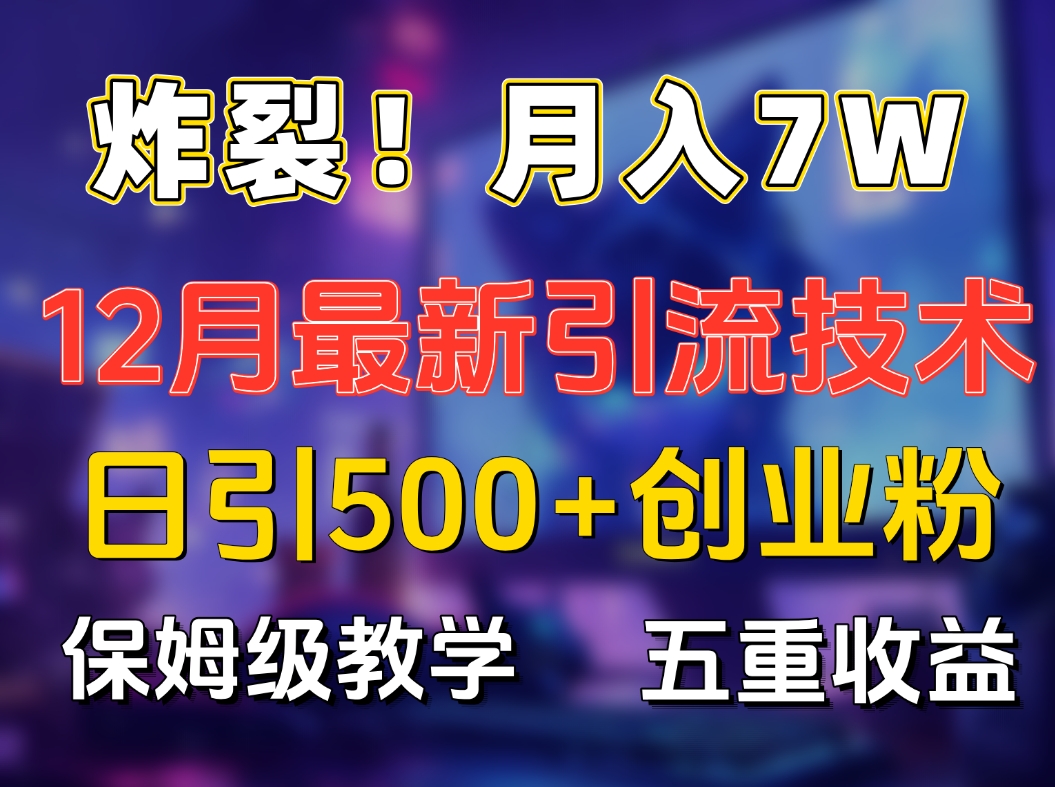 炸裂！月入7W+揭秘12月最新日引流500+精准创业粉，多重收益保姆级教学-天下副业