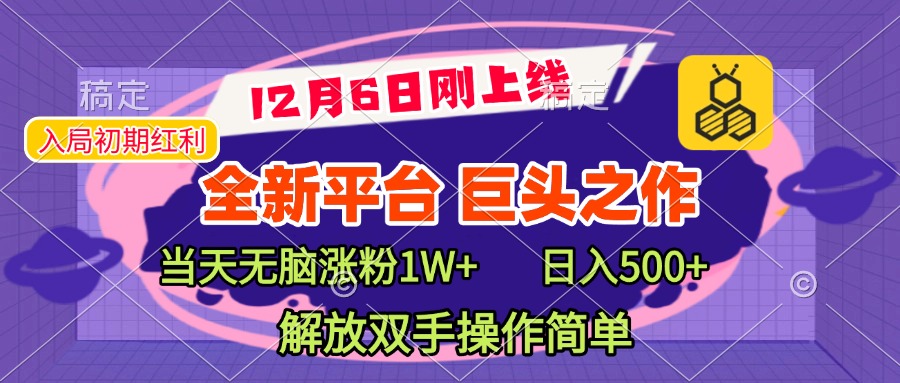 全新引流平台，巨头之作，当天无脑涨粉1W+，日入现500+，解放双手操作简单-天下副业