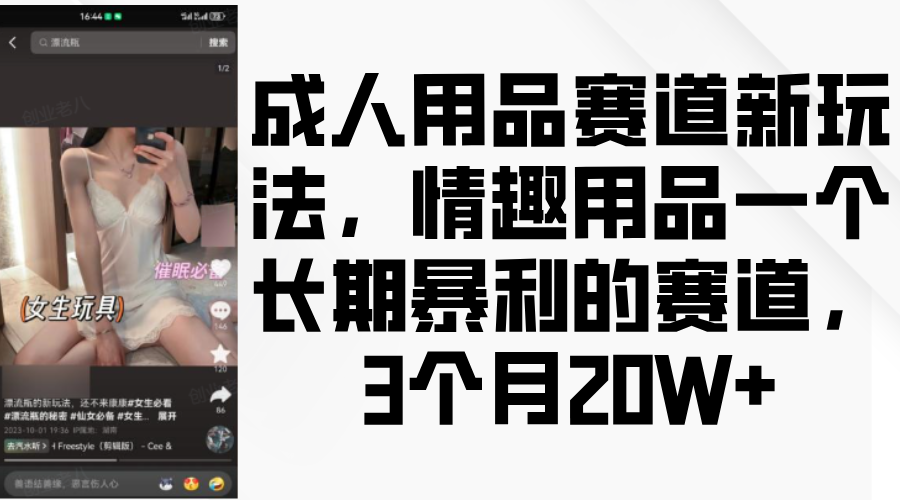 情趣用品一个长期暴利的赛道，成人用品赛道新玩法，3个月20W+-天下副业