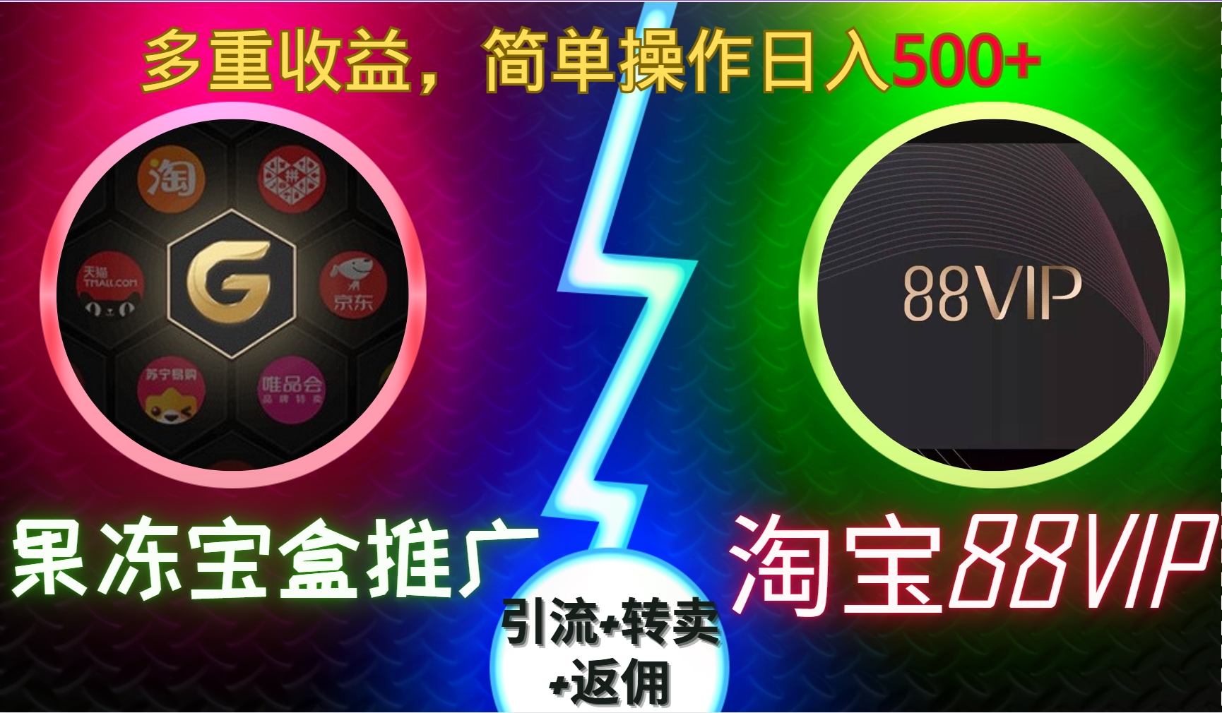 果冻宝盒推广88VIP，引流+转卖+返佣，多重收益，简单操作日入500+-天下副业