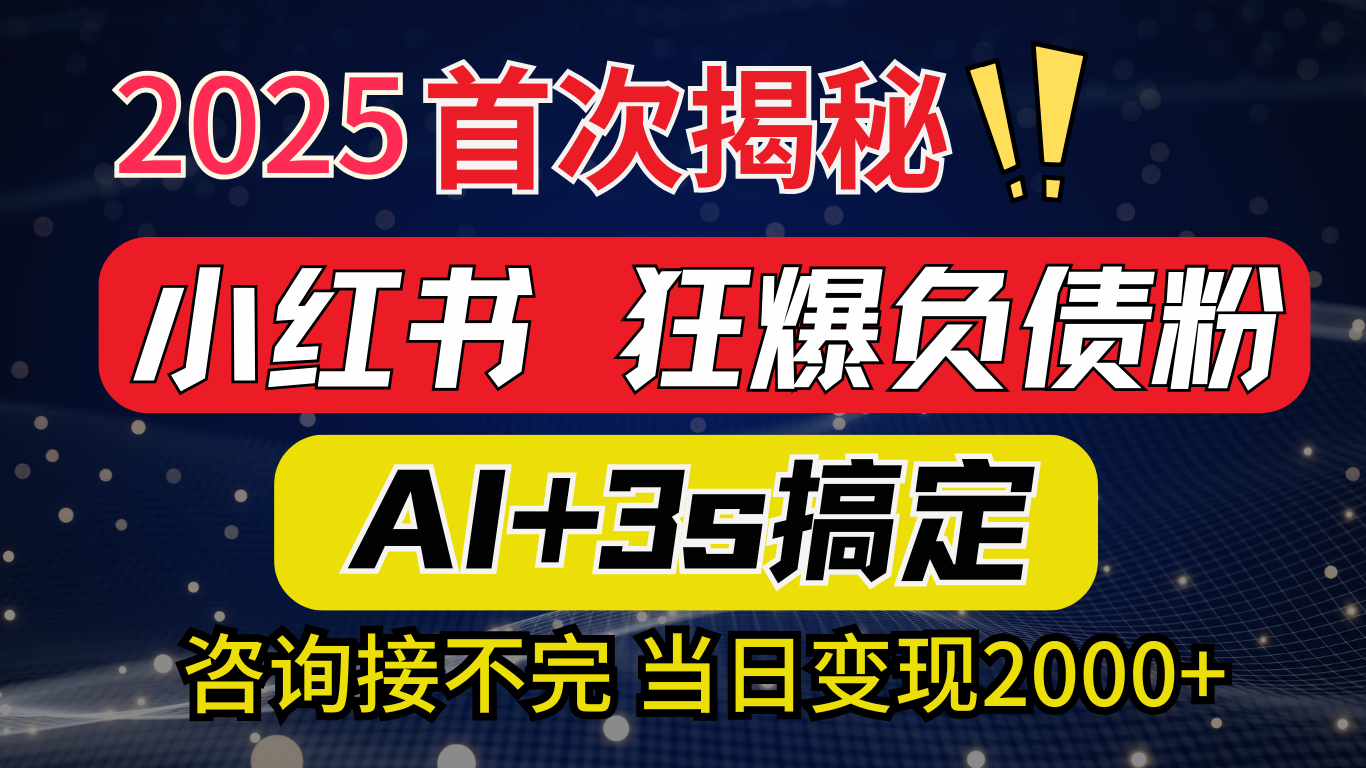 2025引流天花板：最新小红书狂暴负债粉思路，咨询接不断，当日入2000+-天下副业