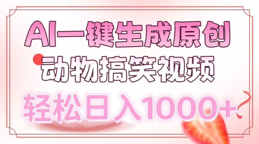 AI一键生成原创动物搞笑视频，轻松日入1000+-天下副业