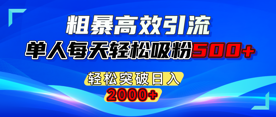 粗暴高效引流,单人每天轻松吸粉500+,轻松突破日入2000+-天下副业