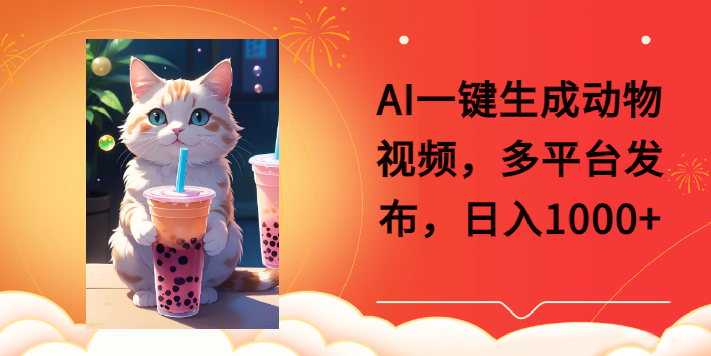AI一键生成动物搞笑视频，多平台发布，轻松破千万播放，日入2000+-天下副业