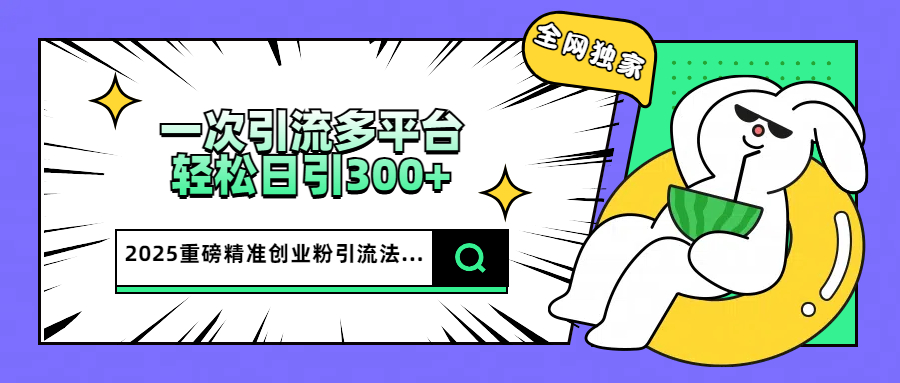2025重磅全网独家引流法，一次多平台，轻松日引300+精准创业粉-天下副业