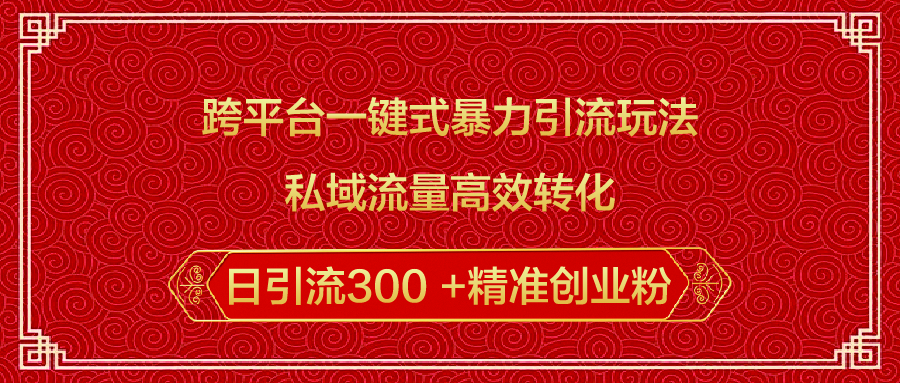 跨平台一键式暴力引流玩法，私域流量高效转化日引流300 +精准创业粉-天下副业
