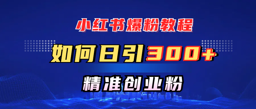 小红书爆粉教程，如何日引300+创业粉，快速实现精准变现！-天下副业
