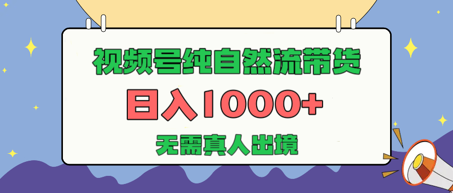 视频号纯自然流带货，日入1000+，无需真人出境，新手小白也可操作-天下副业