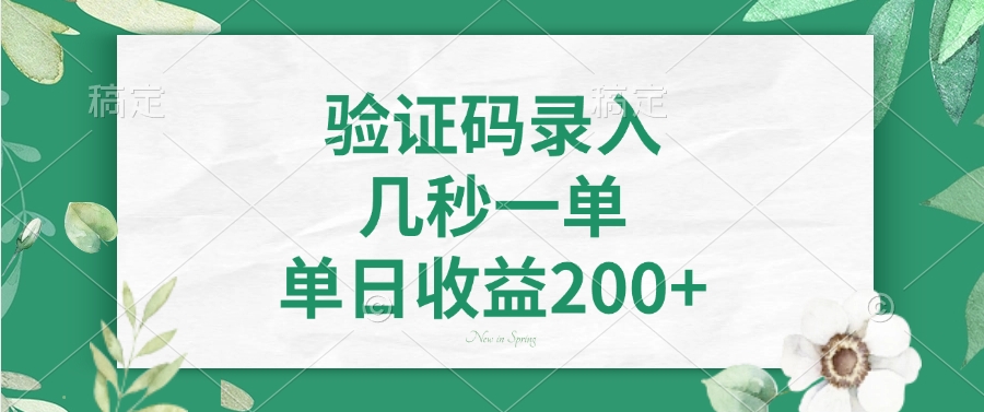 验证码录入，几秒一单，单日收益200+-天下副业