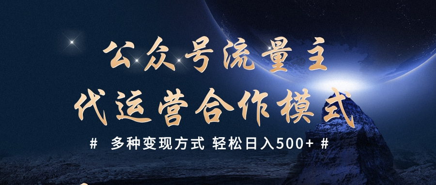 公众号流量主代运营  多种变现方式 轻松日入500+-天下副业