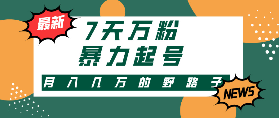 7天万粉，快手暴力起号，多种变现方式，新手小白秒上手，单月变现几万的野路子-天下副业