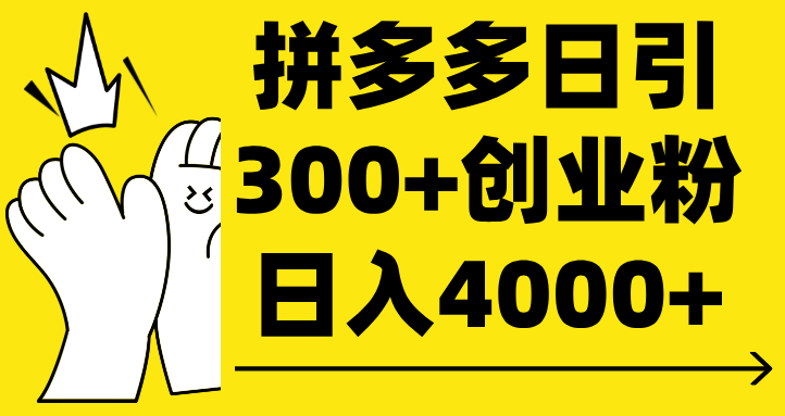 拼多多日引300+创业粉 日入4000+-天下副业