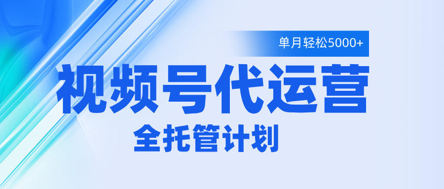 视频号代运营2.0，全程托管招募，单月轻松变现5000+-天下副业