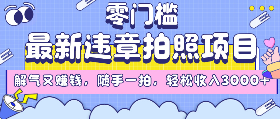 最新违章拍照项目，解气又赚钱，随手一拍，轻松收入3000+-天下副业