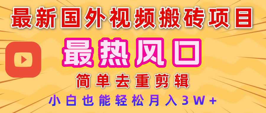 2025最新热门风口，国外视频搬砖项目，简单去重剪辑，小白也能轻松月入3W+-天下副业