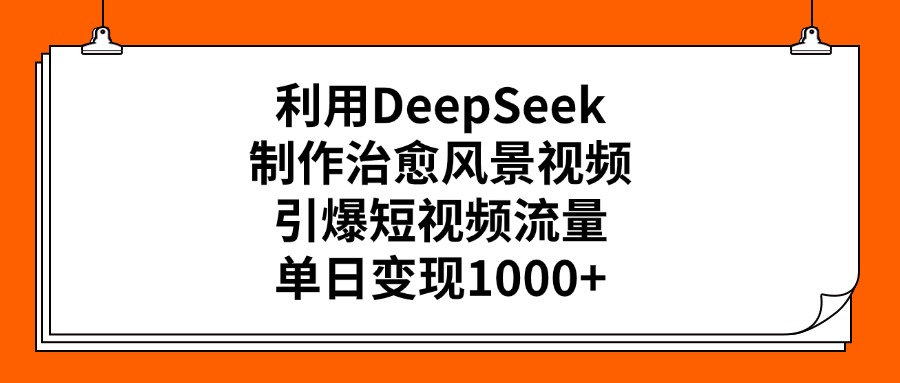 利用DeepSeek，制作治愈风景视频，引爆短视频流量，单日变现1000+-天下副业