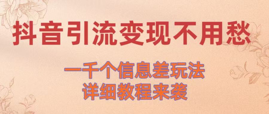 抖音引流变现不用愁！一千个信息差玩法详细教程来袭-天下副业