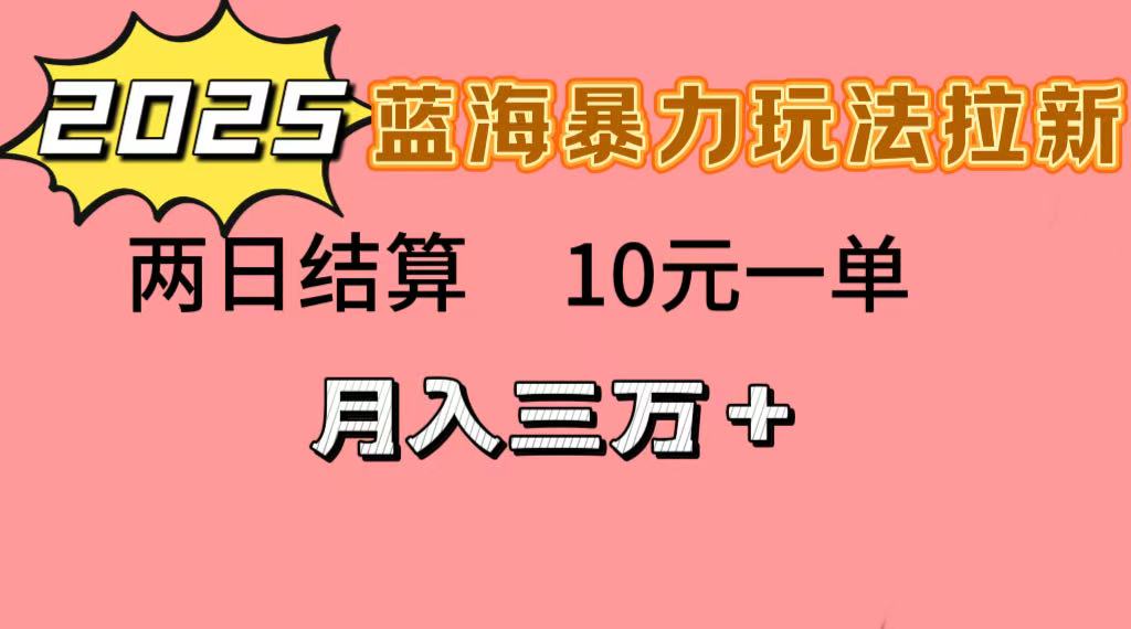 蓝海暴力拉新项目，10元一单，两日结算，月入3w➕-天下副业