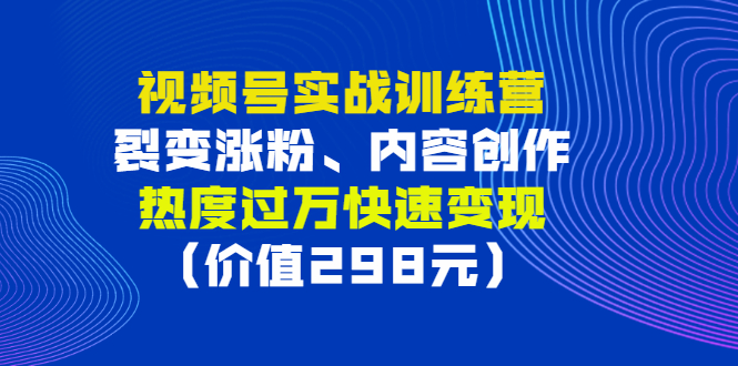 【副业项目3353期】视频号实战合集（视频号怎么创作推广涨粉）-天下副业