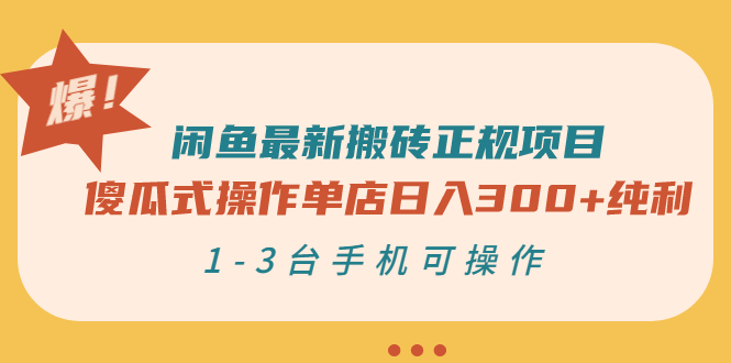 【副业项目3413期】闲鱼最新搬砖正规赚钱项目（手机上赚钱的副业）-天下副业
