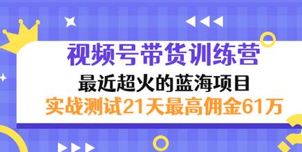 【副业项目3489期】视频号带货训练营，实战测试21天最高佣金61W（视频号带货怎么做）-天下副业