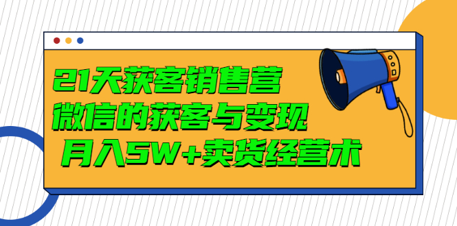 【副业项目3530期】微信营销的方法和技巧：21天获客销售营，带你破解微信的获客与变现-天下副业