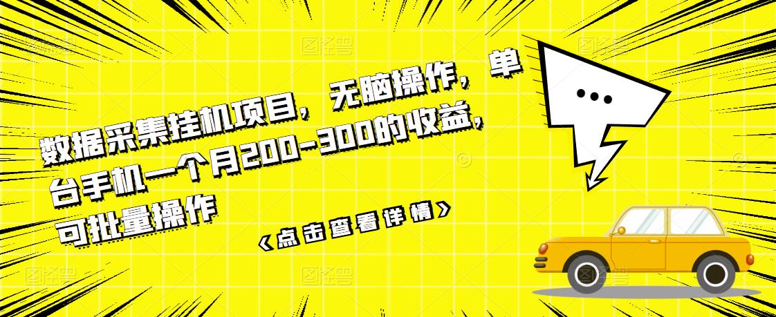 【副业项目3611期】数据采集挂机项目（手机上挣钱的副业）-天下副业
