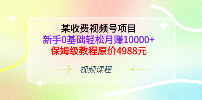 【副业项目3671期】某收费视频号项目，新手0基础轻松月收入过万的副业-天下副业