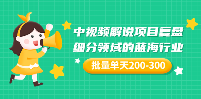 【副业项目3713期】中视频解说项目复盘：细分领域的蓝海行业，批量单天200-300收益-天下副业
