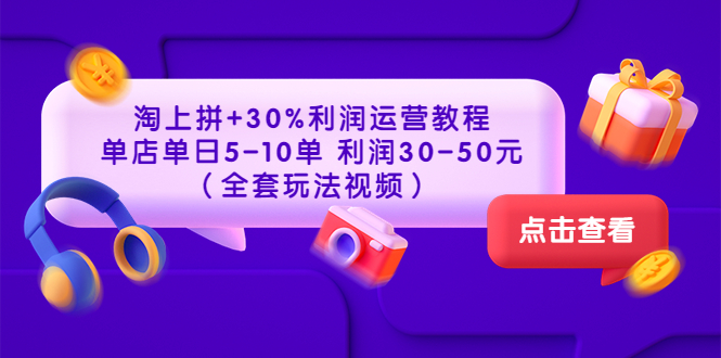 【副业项目3778期】淘上拼运营教程 ：教你怎么做淘上拼赚钱，单店单日利润30-50元（全套玩法视频）-天下副业
