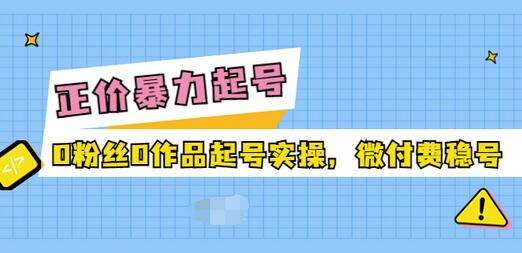 【副业项目3828期】抖音暴力起号实操课：抖音0粉丝0作品起号实操，0粉丝0作品直播-天下副业