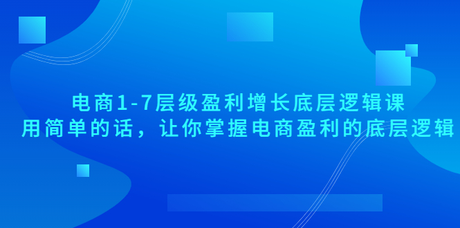 【副业项目3849期】电商1-7层级盈利增长底层逻辑课：用简单的话，让你掌握电商盈利的底层逻辑-天下副业
