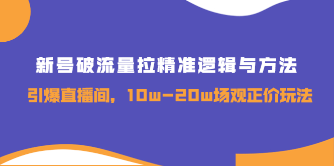 【副业项目4076期】新号破流量拉精准逻辑与方法，怎样引爆直播间，10w-20w场观正价玩法-天下副业