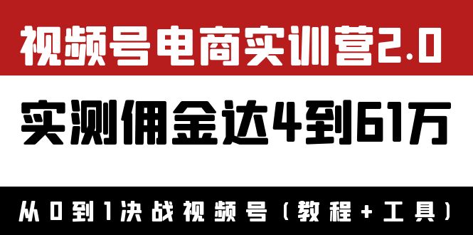 【副业项目4151期】视频号电商实训营2.0：实测佣金达4到61万（教程+工具）-天下副业