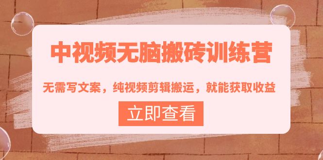【副业项目4219期】中视频无脑搬砖项目：无需写文案，纯视频剪辑搬运，就能获取收益！-天下副业