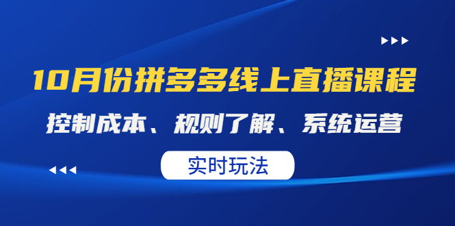 【副业项目4438期】某收费10月份拼多多线上直播课： 控制成本、规则了解、系统运营，实时玩法-天下副业