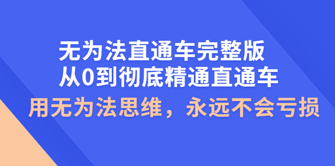 【副业项目4253期】无为法直通车完整版：从0到彻底精通直通车，用无为法思维，永远不会亏损-天下副业