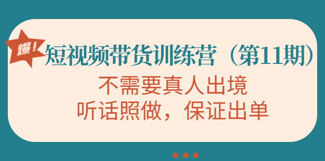 【副业项目4328期】短视频带货训练营（第11期），不需要真人出境，听话照做，保证出单-天下副业