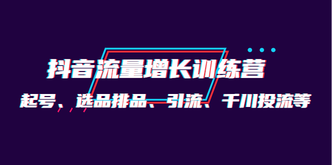 【副业项目4335期】月销1.6亿实操团队·抖音流量增长训练营：起号、选品排品、引流 千川投流等-天下副业