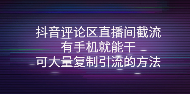 【副业项目4380期】抖音评论区直播间截流，有手机就能干，可大量复制引流的方法-天下副业