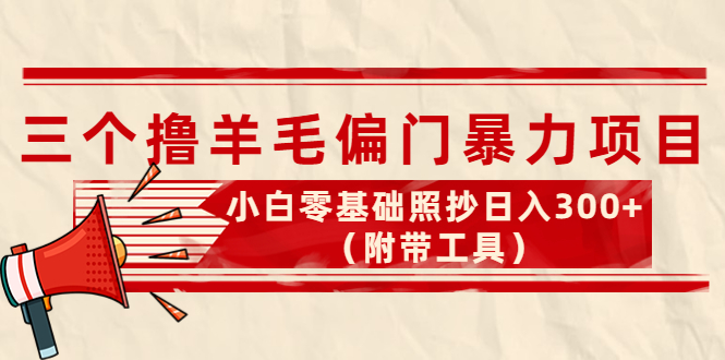 【副业项目4412期】外面卖998的三个撸羊毛偏门暴力项目，小白零基础照抄日入300+（附带工具）-天下副业