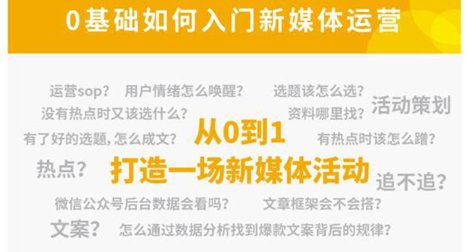 【副业项目4569期】新媒体运营系列课：课程零基础入门，解锁高薪职业必备的四项技能-天下副业