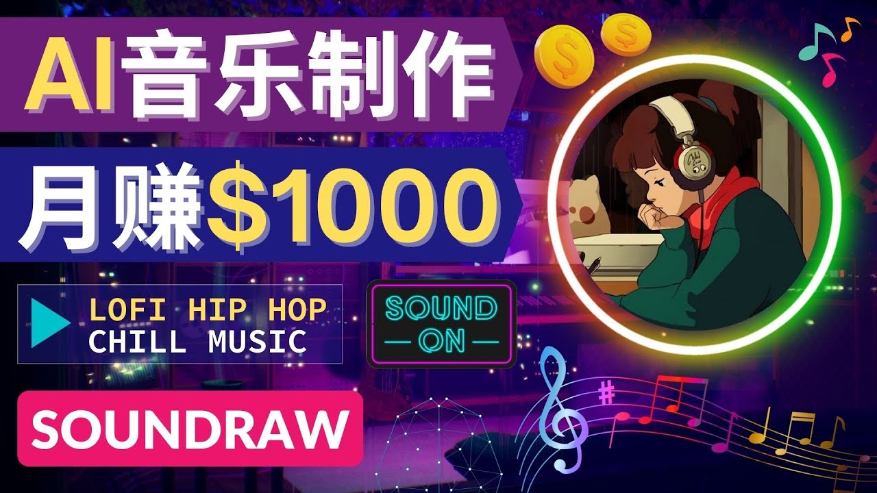【副业项目4535期】无需任何音乐基础： 使用AI软件制作Lofi Hip Hop Chill Music 月赚1000美元-天下副业